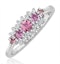Pink Sapphire and 0.12ct Diamond Ring 9K White Gold - image 1
