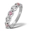 Pink Sapphire And 0.08CT Diamond Ring 9K White Gold - image 1