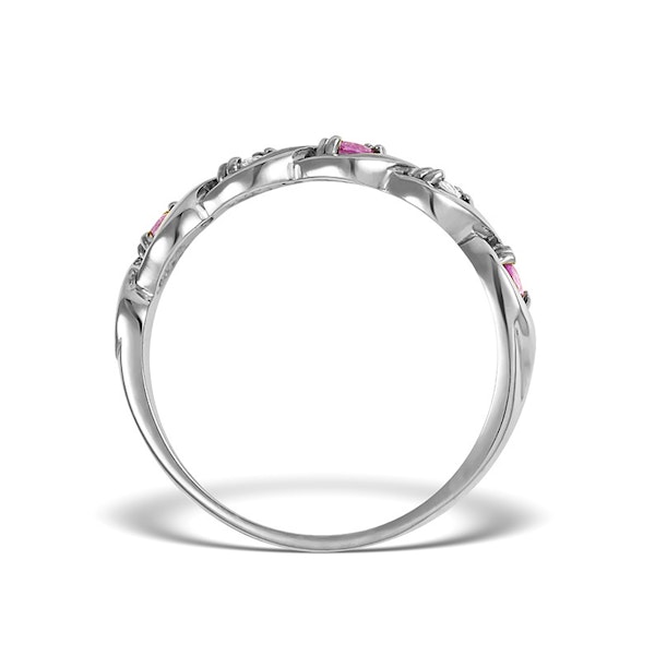Pink Sapphire And 0.08CT Diamond Ring 9K White Gold - Image 2