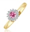 Pink Sapphire and 0.07ct Diamond Ring 9K Yellow Gold - image 1