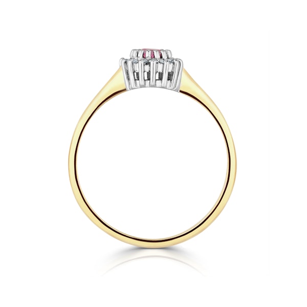 18K Gold Diamond and Pink Sapphire Ring 0.07ct SIZE R - Image 3