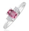 9K White Gold Diamond Pink Sapphire Ring 0.06ct - image 1