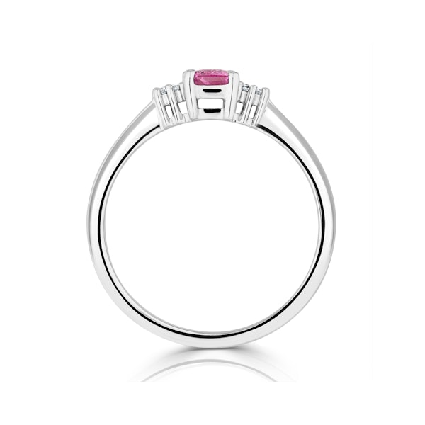 9K White Gold Diamond Pink Sapphire Ring 0.06ct - Image 3
