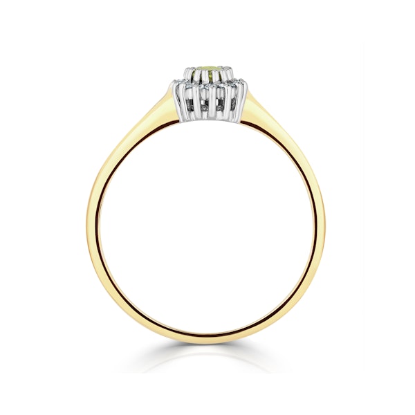 Peridot 5 x 3mm And Diamond 9K Yellow Gold Ring - Image 3