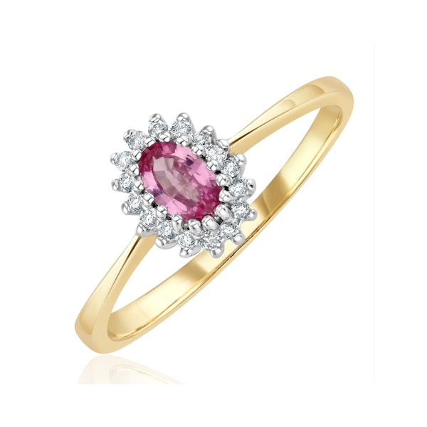9K Gold Diamond Pink Sapphire Ring 0.05ct SIZES AVAILABLE J - Image 1