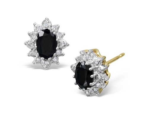Yellow Gold Sapphire Cluster Earrings