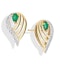 Emerald 4 x 3mm And Diamond 9K Yellow Gold Earrings - image 2