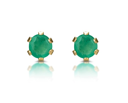 Round Cut Emerald Earrings